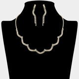Curved Rhinestone Paved Necklace