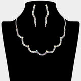 Curved Rhinestone Paved Necklace