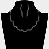 Curved Rhinestone Paved Necklace