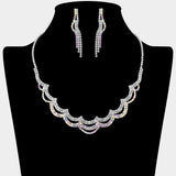 Rhinestone Paved Layered Scallop Necklace
