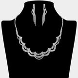 Rhinestone Paved Layered Scallop Necklace