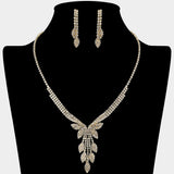 Rhinestone Paved Marquise Leaf Drop Necklace