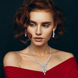 Rhinestone Paved Marquise Leaf Drop Necklace