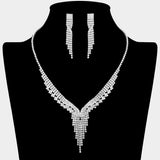 Rhinestone Paved Fringe Accent V Shaped Necklace