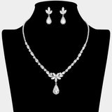 Teardrop Stone Cluster Pendant Accent Marquise Floral Rhinestone Paved Necklace