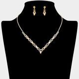 Marquise Stone Cluster Rhinestone Paved V Shape Necklace