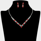 Marquise Stone Cluster Rhinestone Paved V Shape Necklace