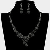 Teardrop Stone Cluster Leaf Embellished Necklace