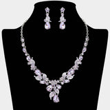 Teardrop Stone Cluster Leaf Embellished Necklace