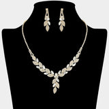 Leaf Rhinestone Paved Necklace