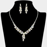 Leaf Rhinestone Paved Necklace