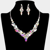 Marquise Stone Cluster Embellished Necklace