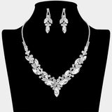 Marquise Stone Cluster Embellished Necklace