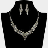 Marquise Stone Cluster Embellished Necklace