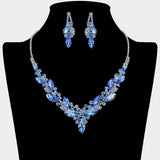 Marquise Stone Cluster Embellished Necklace