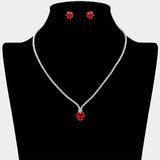 CZ Heart Stone Cluster Pendant Accent RHinestone Pave Necklace