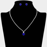 CZ Heart Stone Cluster Pendant Accent RHinestone Pave Necklace