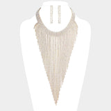 Rhinestone Pave Fringe Choker Necklace