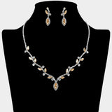 Marquise Stone Accented Vine Rhinestone Paved Necklace