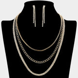 CZ Stone Paved Chain Layered Necklace