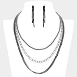 CZ Stone Paved Chain Layered Necklace