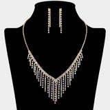 Cascading Fringe Rhinestone Necklace