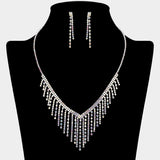 Cascading Fringe Rhinestone Necklace