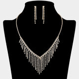 Cascading Fringe Rhinestone Necklace