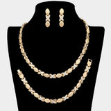 3PCS - Rhinestone Accented Necklace Jewelry Set
