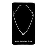 Dainty Butterfly CZ Stone Pendant Accent Rhinestone Paved Necklace