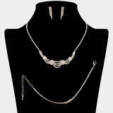 CZ Baguette Stone Tube Pointed Rhinestone Paved Jewelry Set