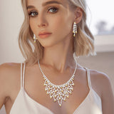 Crystal rhinestone chevron pattern necklace