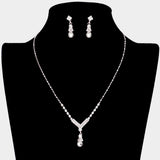 Teardrop Pendant Crystal Rhinestone Necklace