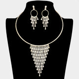 Bubble Stone Fringe Rhinestone Necklace