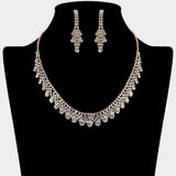 Round Stone Tip Rhinestone Paved Collar Necklace