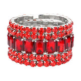 Women's 5Pcs Rectangle Round Stone Stretch Multi Layered Bracelets