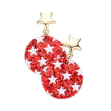 American USA Flag Round Dangle Earrings