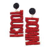 Felt Back Touch Down Message Beaded Dangle Earrings