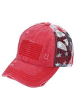 C.C Women's American Flag Mesh Back Trucker Hat Ponytail Cap 4th of July
