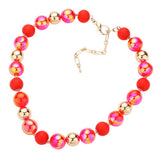 Chunky Glass Metal Ball Beaded Necklace