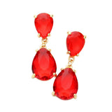 Women's Double Teardrop Link Dangle Evening Earrings