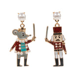Enamel Nutcracker Mouse King Dangle Earrings