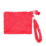Faux Fur Tassel Pouch With Wristlet