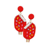 Felt Back Seed Beaded Popsicle Dangle Earrings