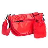 Glossy Puffer Half Moon Crossbody Bag