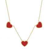 Gold Dipped Triple Heart Pendant Necklace