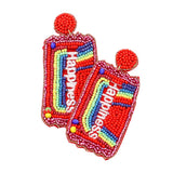 Happiness Message Felt Back Seed Beaded Candy Earrings