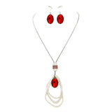 Oval Glass Crystal Triple Abstract Hoop Necklace