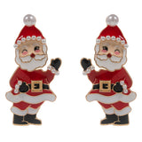 Pearl Enamel Santa Earrings