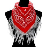 Women's Rhinestone Like Fringe Cowgirl Bandana Scarf